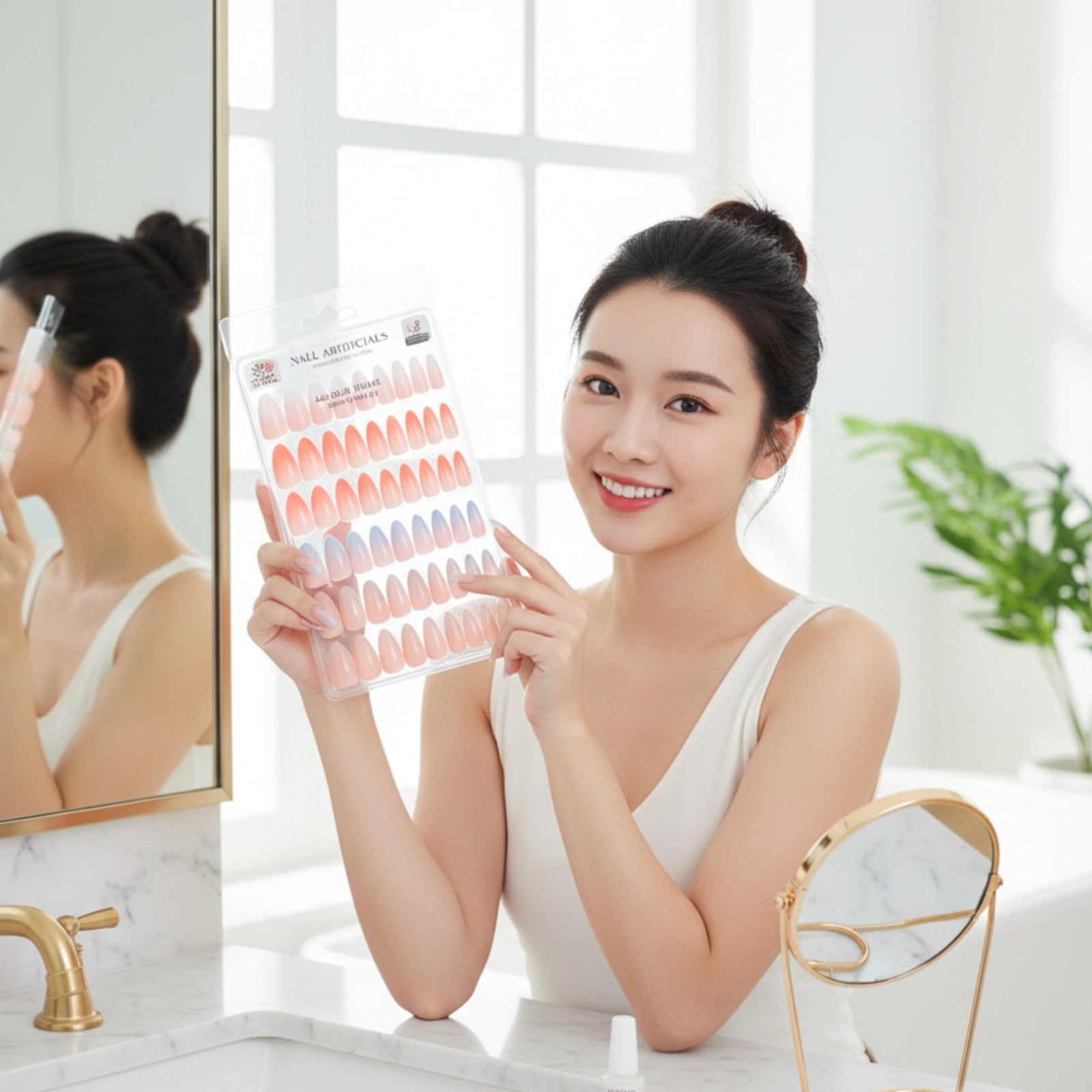 96-Piece Long Almond Press-On Nails Set – Durable, Stylish & Easy Application